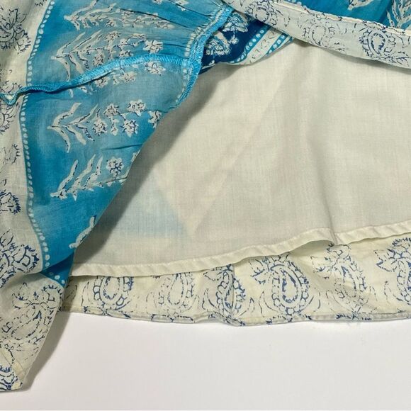 Vintage Chaps Boho Coastal Cowgrl Blue Cotton Skirt Women's Size 16 - Picture 2 of 11